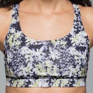 Lululemon Energy Sport Bra Crosscourt Petal Black Clarity Yellow Size 8